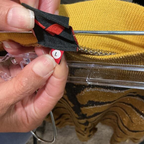 Happy Sheep Gold Metallic Tiger Midi Skirt Sz L NWOT - Picture 8 of 14